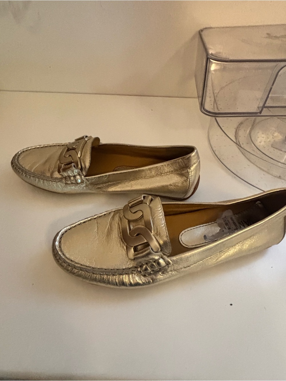 Vaneli Metallic Gold Leather Flats - Picture 3 of 7